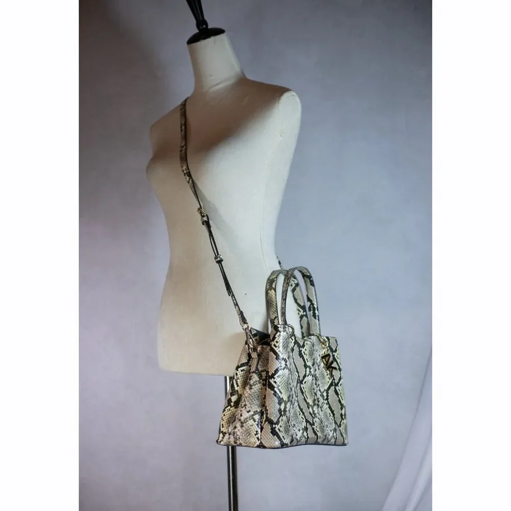 Anne Klein Vegan Leather Handbag Satchel Snake Print One Size